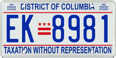 DC license plate EK8981