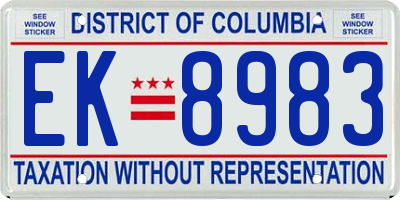 DC license plate EK8983