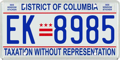 DC license plate EK8985