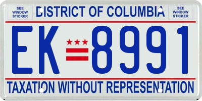 DC license plate EK8991