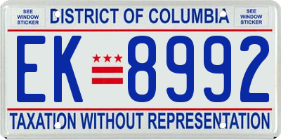 DC license plate EK8992