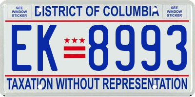 DC license plate EK8993