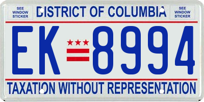 DC license plate EK8994