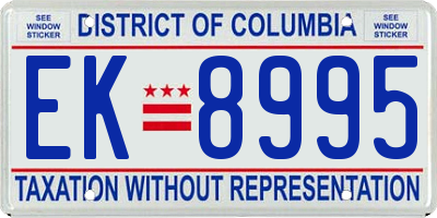 DC license plate EK8995