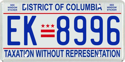 DC license plate EK8996