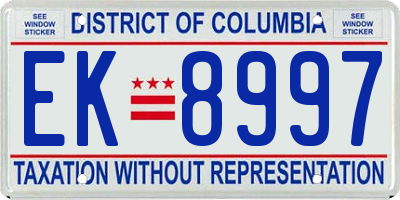 DC license plate EK8997