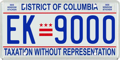 DC license plate EK9000