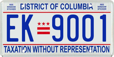 DC license plate EK9001