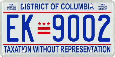 DC license plate EK9002