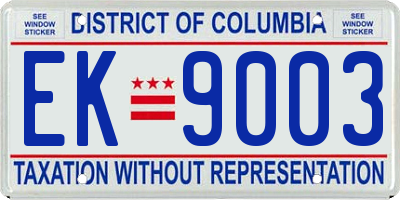 DC license plate EK9003