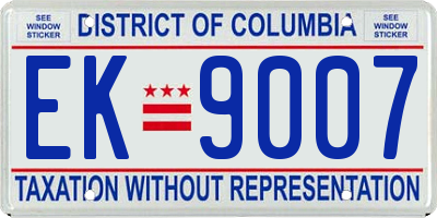 DC license plate EK9007