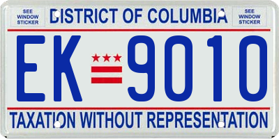 DC license plate EK9010