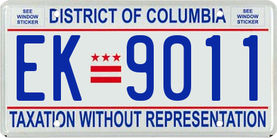 DC license plate EK9011