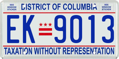 DC license plate EK9013