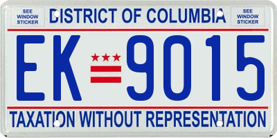 DC license plate EK9015