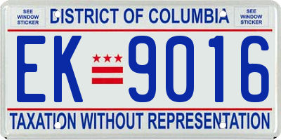 DC license plate EK9016