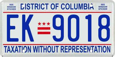 DC license plate EK9018