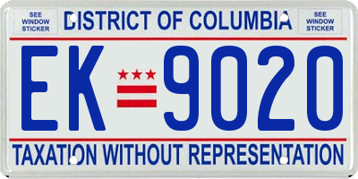 DC license plate EK9020