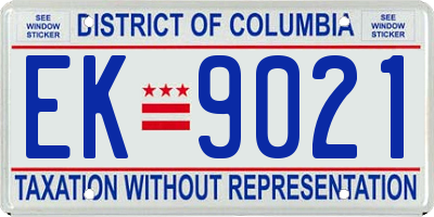DC license plate EK9021