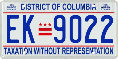 DC license plate EK9022