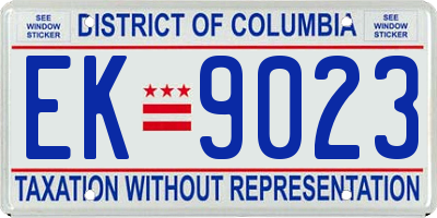 DC license plate EK9023