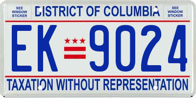 DC license plate EK9024