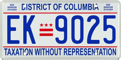 DC license plate EK9025