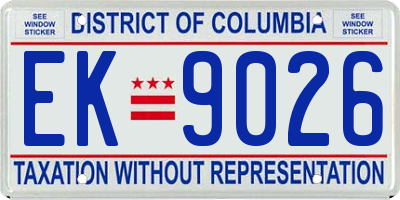 DC license plate EK9026