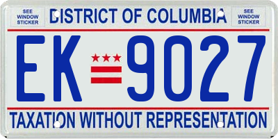 DC license plate EK9027