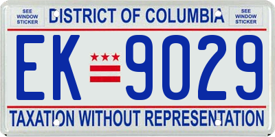 DC license plate EK9029