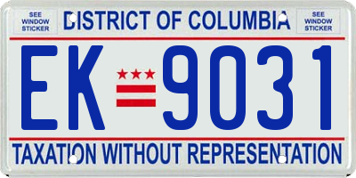 DC license plate EK9031