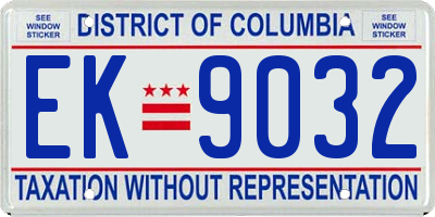 DC license plate EK9032