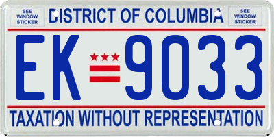 DC license plate EK9033