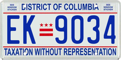 DC license plate EK9034