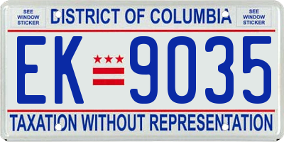 DC license plate EK9035