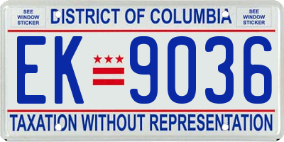 DC license plate EK9036