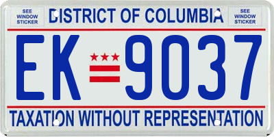 DC license plate EK9037