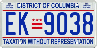 DC license plate EK9038