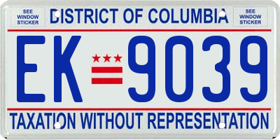 DC license plate EK9039