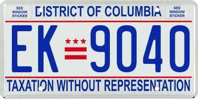 DC license plate EK9040