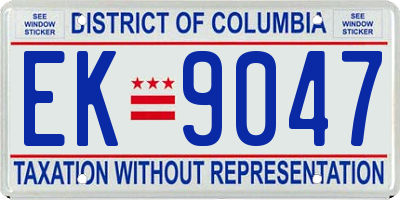 DC license plate EK9047