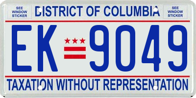 DC license plate EK9049