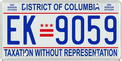 DC license plate EK9059