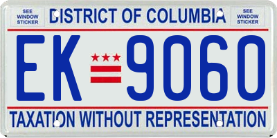 DC license plate EK9060