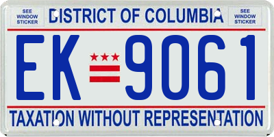 DC license plate EK9061