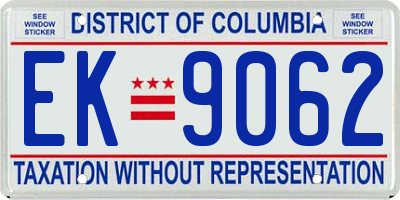 DC license plate EK9062