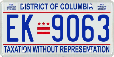 DC license plate EK9063