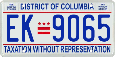 DC license plate EK9065