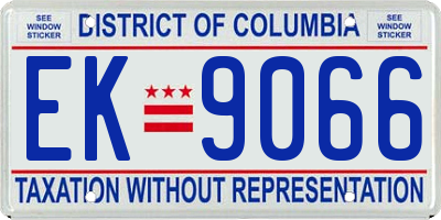 DC license plate EK9066