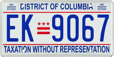 DC license plate EK9067